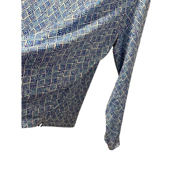 San Soleil Blue Mosaic Print Zip Pullover Upf 50 Athletic TopSz L - Picture 9 of 11